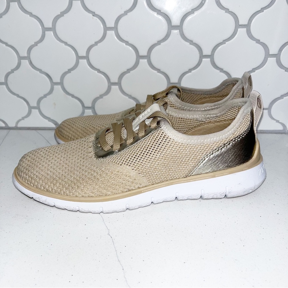 Women's Beige and Gold Sneakers